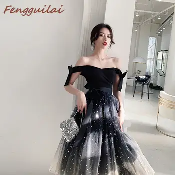 FENGGUILAI 2019 Seksualus China Maxi Suknelė Moterims Seksualus Vakaro Šalis Suknelė Velniop Kaklo Elegantiškas Vestuvių Vestido De Fiesta Black