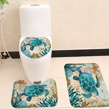 FYMX 3 rinkinius koralų vilnos nustatyti tualeto dangčio užsakymą kūrybos vaizdą neslystantis kilimėlis vonios tualeto sėdynės padengti vonios kilimėlis