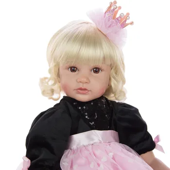 Garbanotas plaukų 60CM didelis bebe atgimsta vaikiška mergaitė lėlė juoda suknelė įdaryti kūno minkšto silikono kūdikis reborn tikroviškos lėlės, žaislai, dovanos