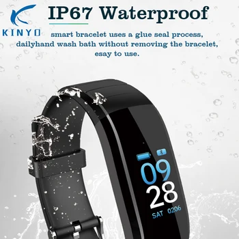 Geriausia pardavimo ip67 atsparus vandeniui fitneso apyrankę kraujo spaudimas smart juosta pranešimą priminimas aktyvumo seklys moterų smart rankogaliai
