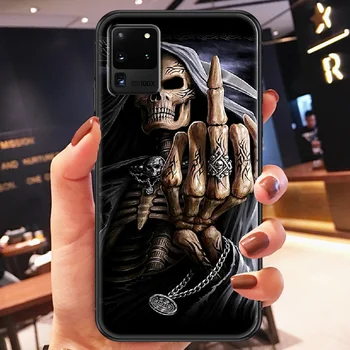 Grim Reaper Kaukolė siaubo Kietas Telefono dėklas, Skirtas Samsung Galaxy Note 4 8 9 10 20 S8 S9 S10 S10E S20 Plius UITRA Ultra black tapyba