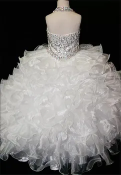 Grožio Balto Šventosios Komunijos Suknelė Kristalų Mergaitės Inscenizacija Suknelės Blizgančiais Duobute Gėlių Mergaičių Suknelės, Šaliai, Tikrasis Vaizdai