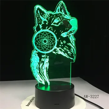 Gyvūnų Dekoro 3D LED pagrindiniai kištukiniai naktinių lempų lizdai Spalvinga Vilkas Dizaino stalinė Lempa Namų Dekoro Iliuzija Žibintai Miegamasis, Modernus Dekoro AW-3227