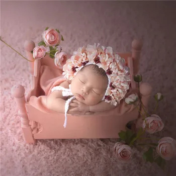 Gėlių Kūdikių variklio Dangčio Gėlių Karūna Skrybėlę Fotografijos Šaudyti Rožinė Rožė Naujagimių Gėlių Skrybėlę Foto Rekvizitai