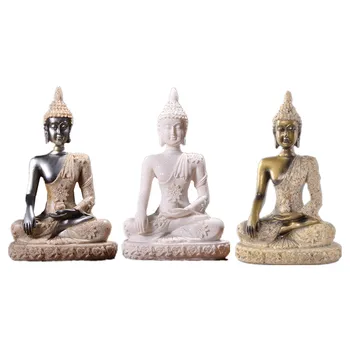 [HHT] Pobūdžio Smiltainio Budos Statula, Skulptūra, Tailandas Fengshui Statulėlės Meditacija Miniatiūriniai Namų Dekoro Priedai