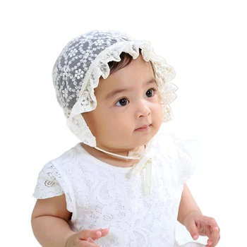 Hylidge Saldus Nėrinių Baby Girl Skrybėlę Naujagimių Balta Rožinė Princesė Vasaros Kepurė Kūdikiams, Vaikiška Kepuraitė Skrybėlės Kūdikių Reikmenys 0-10 Mėnesių