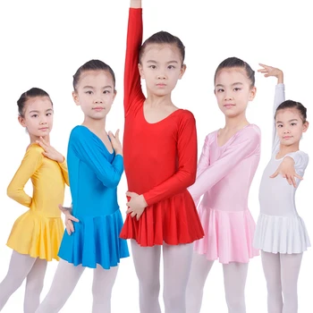 Ilgas rankovėmis Spandex Gimnastika Leotard Mergaičių Baleto Suknelė Drabužių Vaikams, Šokių Drabužiai