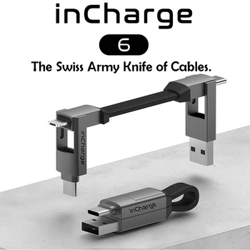 Incharge 6 Cabel Adapter Duomenų Perdavimo Galios Mokestį už USB USB-C Žaibo Tipas-c Micro USB Magnetinio paketų prižiūrėtojų raktinę Skaičiuoklė