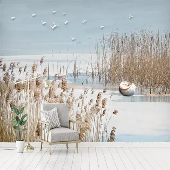 Individualizuotos fono paveikslėlį paprasta Viduržemio jūros nendrių gėlės ir paukščiai fone sienų tapybos advanced vandeniui medžiaga