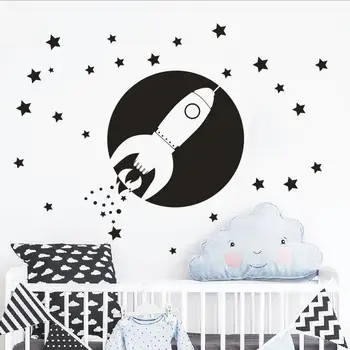 Iš Kosmoso siena lipdukas, Vaikų Kambario Raketų siena lipdukas Berniukų Miegamasis Namų Dekoro Baby vaikų Darželio Sienos Meno Vinilos Parede A459