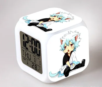Japonų Anime Gintama Laikrodžiai 7 Spalvų Veiksmų skaičius, Žėrintis Laikrodis LED Spalvinga Žėrintis Skaitmeninis Laikrodis-Žadintuvas Žaislas