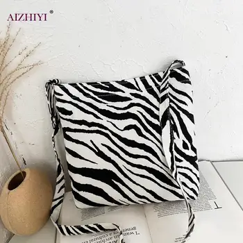 Jaunimo Ponios Paprastas Universalus Krepšys Nešiojamų Moterų Drobės Pečių Nešti Moterų Zebra Gatvės Pečių Viršus-rankena Krepšiai