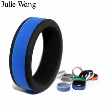 Julie Wang 1 Komplektas 8mm Paprasta Silikono Kratinys Žiedai Nustatymas Spalvinga Dėvėti Mados 