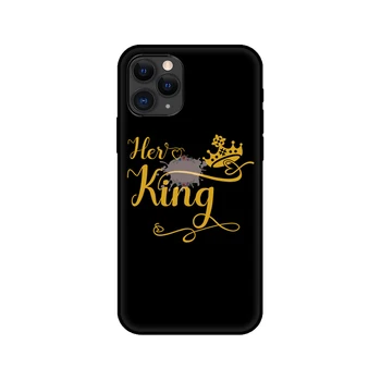 Juoda tpu case for iphone 5 5s se 6 6s 7 8 plus x 10 padengti iphone XR XS 11 pro MAX atveju jo Karalius ir Karalienė Įsimylėjėlių Porą