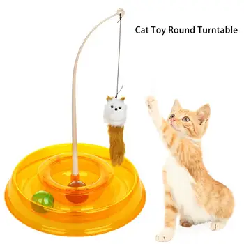 Juokingas Naminių Kačių Ratas, Mokymo Žaislas Vieno sluoksnio Pramogų Plokštė Pelės Pet Interaktyvūs Žaislai Katė Prekių 2 ColorsFunny Naminių Kačių