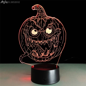 JW_Halloween Moliūgų Naktį Šviesos 3D LED Lempos Spalvinga Gradientas USB Naktį Lempos Miegamojo Lovos Apdailos Vaikai Helovinas Dovanos