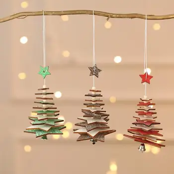 Kalėdų Karolius, Medinės Kūrybos penkiakampė Žvaigždė Kalėdų trimatis Papuošalų Medis Snaigės Mažas M2Y6