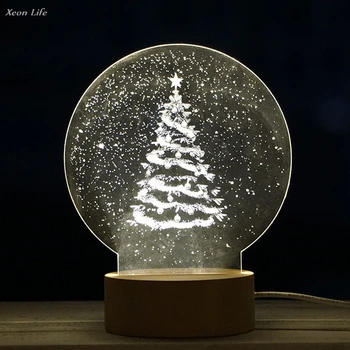 Kalėdų Kolegijos Akrilo 3D LED Kalėdų Eglutė Lempos Naktį Šviesos Stalas Dovanų Lašas Laivybos