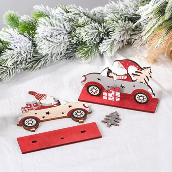 Kalėdų Santa Claus su Medžio vairuoti automobilį Puošyba Medinis 