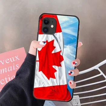 Kanados Vėliavos Raudonos Telefono Padengti Korpuso IPhone 5 5s se 2 6 6s 7 8 12 Mini Plus X XS XR 11 PRO MAX black Coque Mados Hoesjes