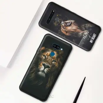 Karalius Tigras, Liūtas Atveju LG K40s K41s K61 K50s G6 G7 G8 ThinQ K40 K51s Q51 Q70 Q60 Q61 Juoda TPU Telefono Krepšiai, Minkštas Viršelis