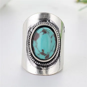 Karšto Pardavimo Bohemijos Turquoises Karka Žiedus, Šviesą Sidabro Spalva Mėlyna Akmuo Piršto Žiedai Moterims Vestuves Bague Femme H4X729