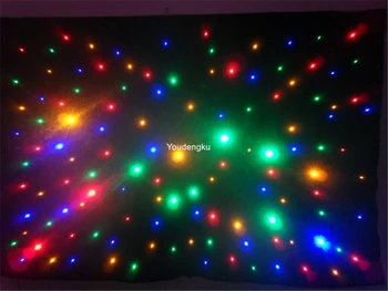 Karšto pardavimo Juoda LED Vestuvių Fone DJ Šalis 3*4M RGBW LED Star Užuolaidų LED Star Medžiaga