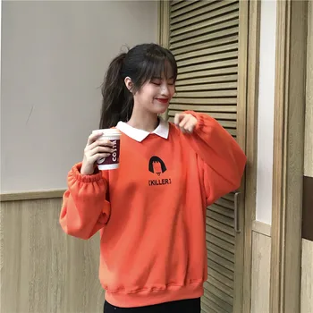 Kawaii negabaritinių moterų palaidinukė plius dydis korėjos stiliaus mados hoodie Atsitiktinis Puloveriai prarasti harajuku streetwear Anime drabužiai