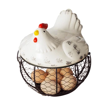 Kiaušinių Vaisių Keramikos Saugojimo Krepšys Su Dangčiu Didelės Talpos Akių Metalo Turėtojas Virtuvės Reikmenys Višta Ornamentu Organizatorius Konteinerių NAUJAS