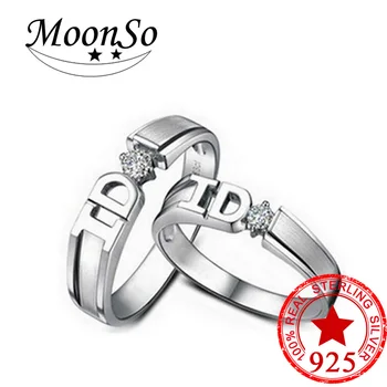 Kietojo 925 Sterlingas Sidabro Žiedas Vestuvinis Cirkonis anel Moterų Vestuvių apvalus, elegantiškas ir grakštus Pora Žiedus LR1532S