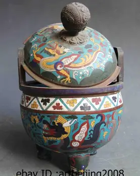Kinijos Budizmo vario ir Bronzos Cloisonne Emalio Dragon Censer smilkalų degiklis
