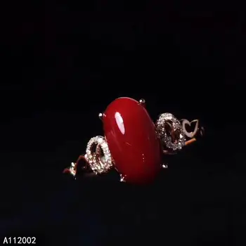 KJJEAXCMY fine jewelry natūralus raudonasis koralas 925 sterlingas sidabro naujas moterų reguliuojamas brangakmenio žiedas paramos bandymo prabangių tauriųjų