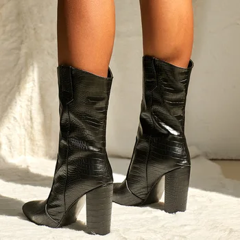 Korėjos stiliaus moteriški mados natūralios odos batai seksualus aukštakulnius batus punk motociklo boot black point kojų botas mujer zapatos