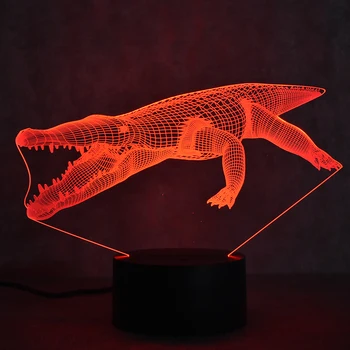 Krokodilas LED 3D Naktį Šviesos Vaikai Miegamojo Atmosferą Stalo Lempa USB 3D Bulbing Šviesos Usb Gyvūnų Naktį Šviesa, kūdikis Vaikai Gif