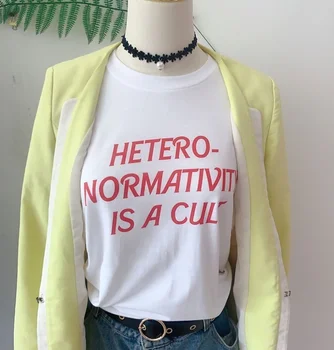Kuakuayu HJN Heteronormativity Yra Kultas T-Shirt LGBT Pride Šūkis Tee, Gėjų, Lesbiečių Ekscentriška Lygias Teises Marškinėliai