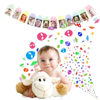 Kūdikiams 12 Mėnesių, Foto Rėmelis Reklama Pirmuoju Gimtadieniu Popieriaus Girliandą Girl Berniukas 1-ojo Gimtadienio Kabinti Apdailos Reikmenys