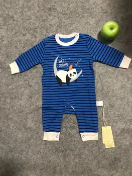 Kūdikis, berniukas animaciją Rompers panda mėlyna juostele ilgomis Rankovėmis vientisas, Komplektai, naktiniai marškiniai, pižamos kūdikiams Onesies jumpsuit Kūdikių Berniukų Drabužiai