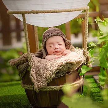 Kūdikių Fotografija Rekvizitai Aksesuarų Vaikams Oro Pajėgų Bžūp Rankinio Mezgimo Skrybėlę Baby Nuotrauka Rekvizitai Stiliaus Kepurės Naujagimių Fotografia