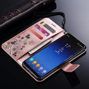 LAPOPNUT Drugelis Iškilumo Piniginės Atveju, Samsung Galaxy S8 S9 Plus S7 Krašto A5 2017 Apversti Odos Magnetinio Gėlių Dirželio Dangtelį