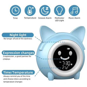 LCD Ekranas Žadintuvas,Smart Naktį Šviesos Laikrodis,su Temperatūros Jutiklis & Miega Mokymą,Vaikai ir Vaikų