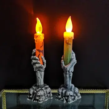LED Žvakė Halloween Party Bar Dekoratyvinės Lempos Baisu Skeletas Dvasios Vertus Flameless Žvakė, Akumuliatorius Eksploatuojamas Šviesos Naujausias