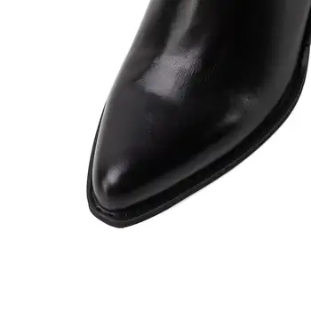 Lenkisen didelio dydžio vakarų batai natūralios odos retro visas rungtynes, storas, aukštas kulnas pažymėjo tne užtrauktukas grožio panele batai L53