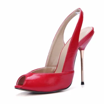 LLXF Vasaros Sandalai zapatos Stiletto Ponios Peep Toe Bateliai moterims 11cm plonas aukštakulnį moterų Lakinės Odos Siurbliai Plius:41 42 43