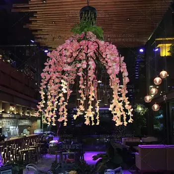 Loft Flower pendant light šiaurės kabo lempa augalų dekoratyvinis led lempos, namų dekoro augalų pakabukas rožinė šviesa, baras, restoranas lempos