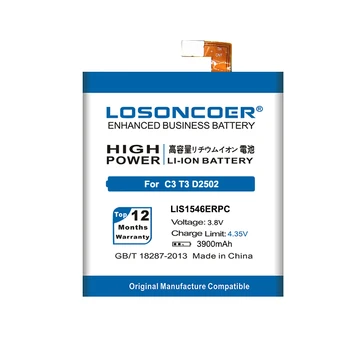 LOSONCOER 3900mAh LIS1546ERPC Baterija SONY C3 T3 S55T S55U D2502 D2533 M50W D5103 Telefono Baterija +Nemokamas įrankiai
