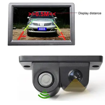 LumiParty 2 In 1 Kamera su Parkavimo Jutiklis Rinkinys Naujai Galinio vaizdo Kamera Automobiliai Atbuline eiga galinio vaizdo Atsargine automobilio Parkavimo Kamera r30