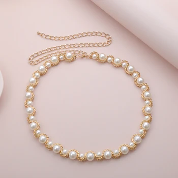 Mados Moterų Perlų Papuošalai Šalis Suknelė Juosmens Grandinės Pearl Diržai Marškinėliai