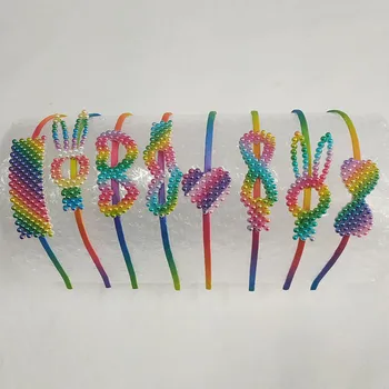 Mados Rainbow Perlai Lankelis Plaukams Žiedai, Skrybėlės Moterims, Vaikams Mielas Širdžiai Triušio Formos Perlas Hairbands Plaukų Aksesuarai Dovanos