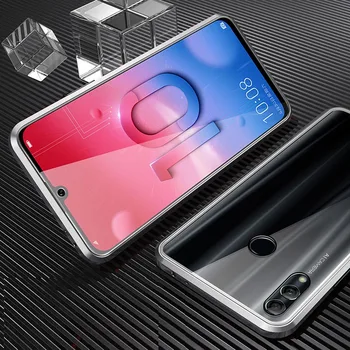 Magnetinio Adsorbcijos Telefoną Atveju Huawei Honor 10 Lite Grūdintas Stiklas Priekinio ir Galinio Stiklo, Metalo, Padengti Huawei P Smart 2019