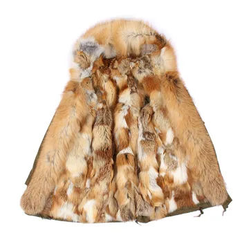 Maomaokong 2020 natūralaus lapės kailio įdėklas ilgai viršutiniai drabužiai nauji žiemos striukė Lapės kailio pamušalas nekilnojamojo lapės kailio apykaklė kailis parkas